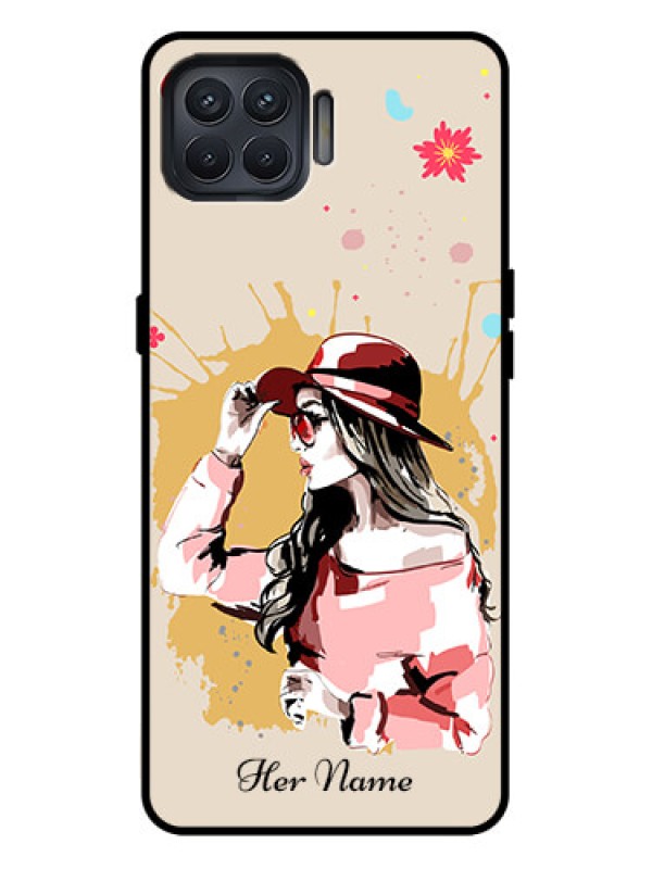 Custom Oppo F17 Pro Custom Metal Phone Case - Women With Pink Hat Design