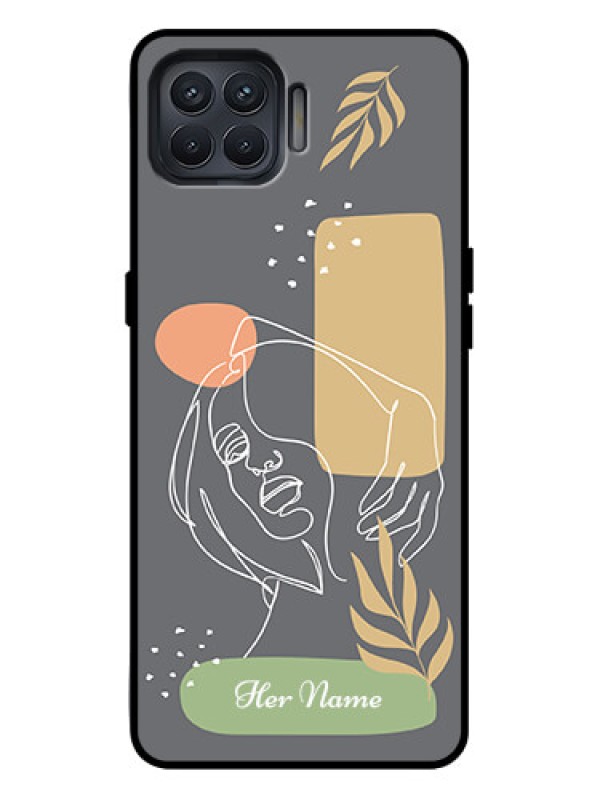 Custom Oppo F17 Pro Custom Metal Phone Case - Gazing Woman Line Art Design