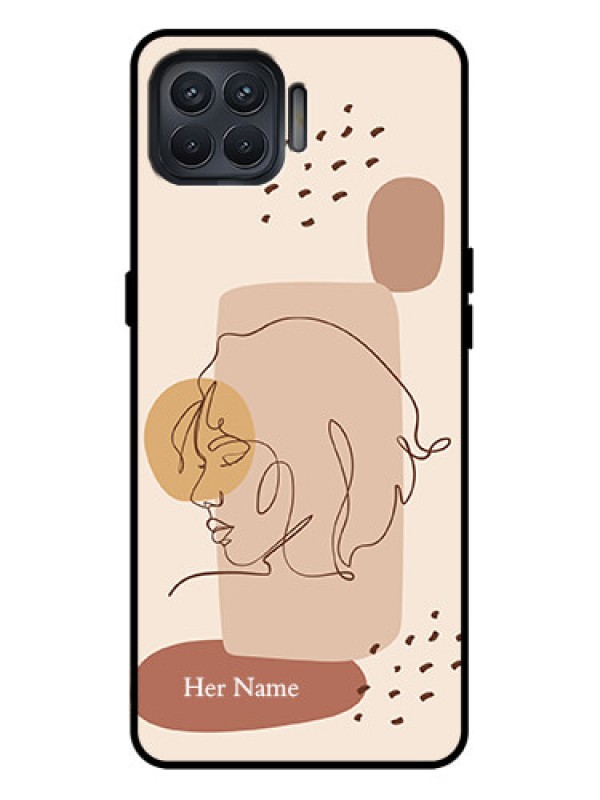 Custom Oppo F17 Pro Custom Metal Phone Case - Calm Woman Line Art Design