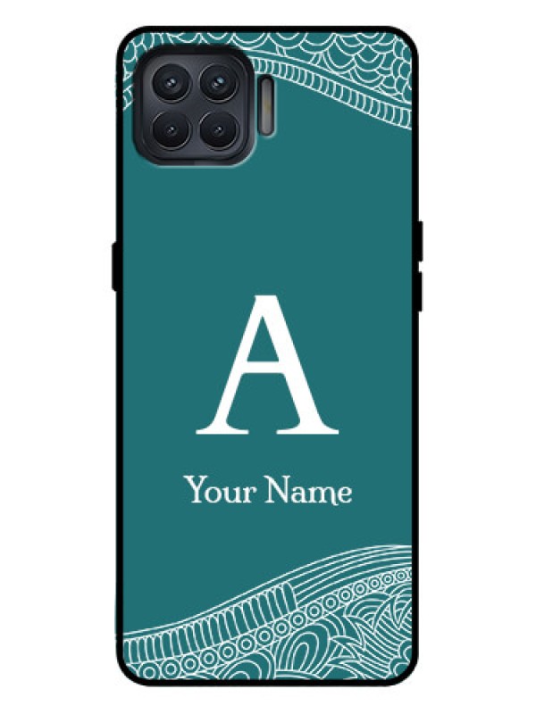 Custom Oppo F17 Pro Custom Metal Phone Case - Line Art Pattern With Custom Name Design