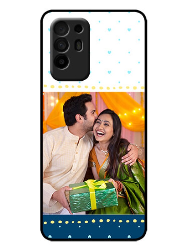 Custom Oppo F19 Pro Plus 5G Custom Metal Phone Case - White And Blue Abstract Design