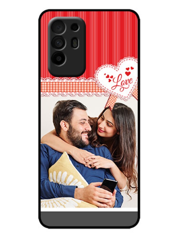 Custom Oppo F19 Pro Plus 5G Custom Metal Phone Case - Red Love Pattern Design