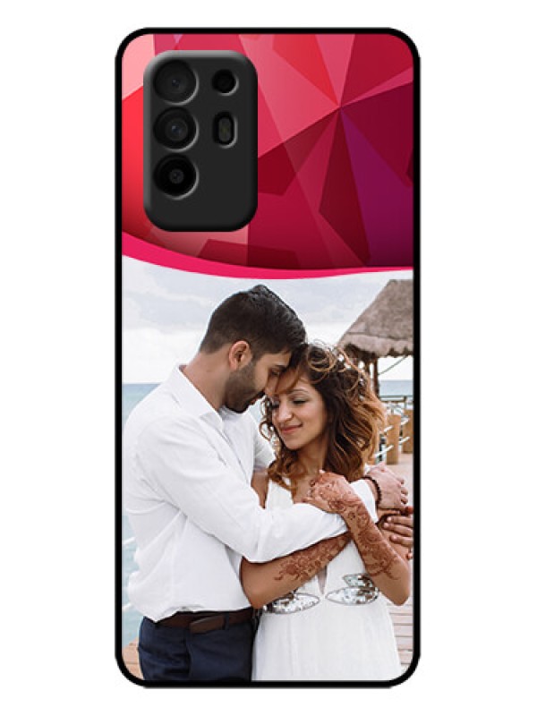 Custom Oppo F19 Pro Plus 5G Custom Metal Phone Case - Red Abstract Design