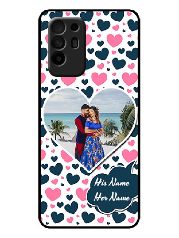 Custom Oppo F19 Pro Plus 5G Custom Metal Phone Case - Pink and Blue Heart Design