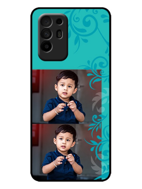 Custom Oppo F19 Pro Plus 5G Custom Metal Phone Case - With Photo And Green Floral Design