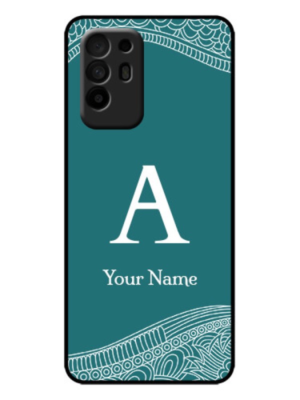 Custom Oppo F19 Pro Plus 5G Custom Metal Phone Case - Line Art Pattern With Custom Name Design
