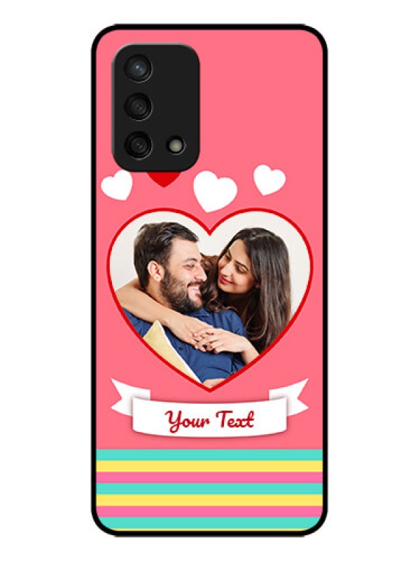 Custom Oppo F19 Custom Metal Phone Case - Love Shapes Doodle Design