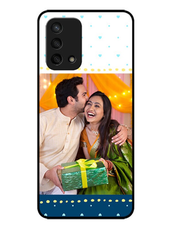 Custom Oppo F19 Custom Metal Phone Case - White And Blue Abstract Design