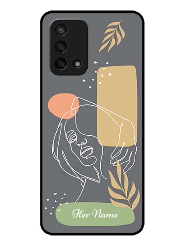 Custom Oppo F19 Custom Metal Phone Case - Gazing Woman Line Art Design