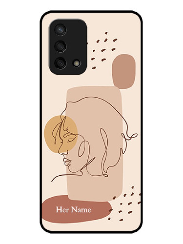 Custom Oppo F19s Custom Metal Phone Case - Calm Woman Line Art Design