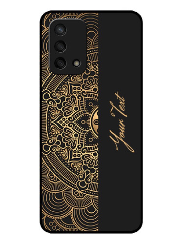 Custom Oppo F19s Custom Metal Phone Case - Mandala Art With Custom Text Design