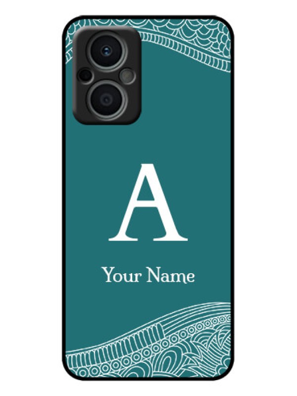 Custom Oppo F21 Pro 5G Custom Metal Phone Case - Line Art Pattern With Custom Name Design
