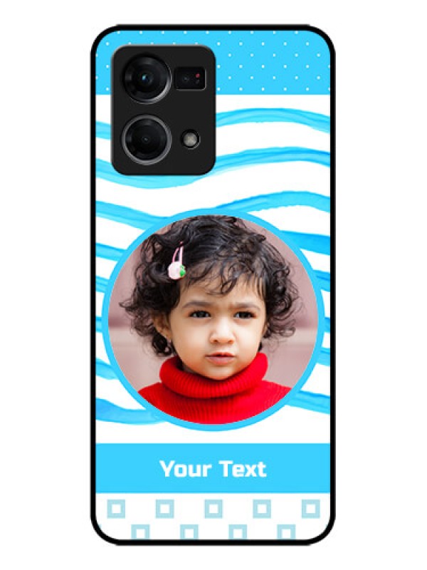 Custom Oppo F21 Pro Custom Metal Phone CaseSimple Blue Case Design