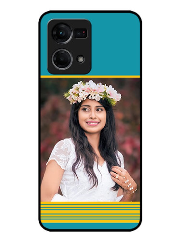 Custom Oppo F21 Pro Custom Metal Phone CaseYellow and Blue Design