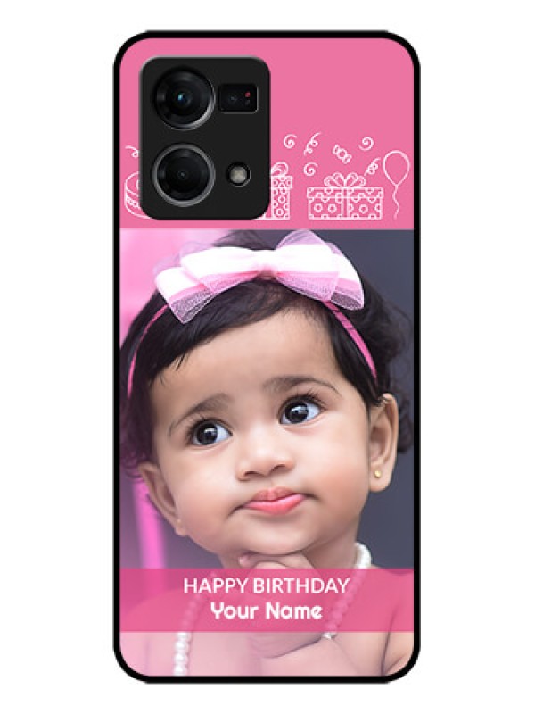 Custom Oppo F21s Pro Custom Metal Phone Case - With Birthday Line Art Design