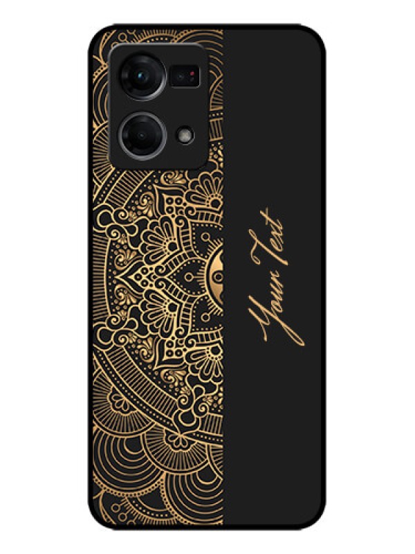 Custom Oppo F21s Pro Custom Metal Phone Case - Mandala Art With Custom Text Design