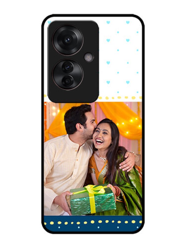 Custom Oppo F25 Pro 5G Custom Metal Phone CaseWhite And Blue Abstract Design