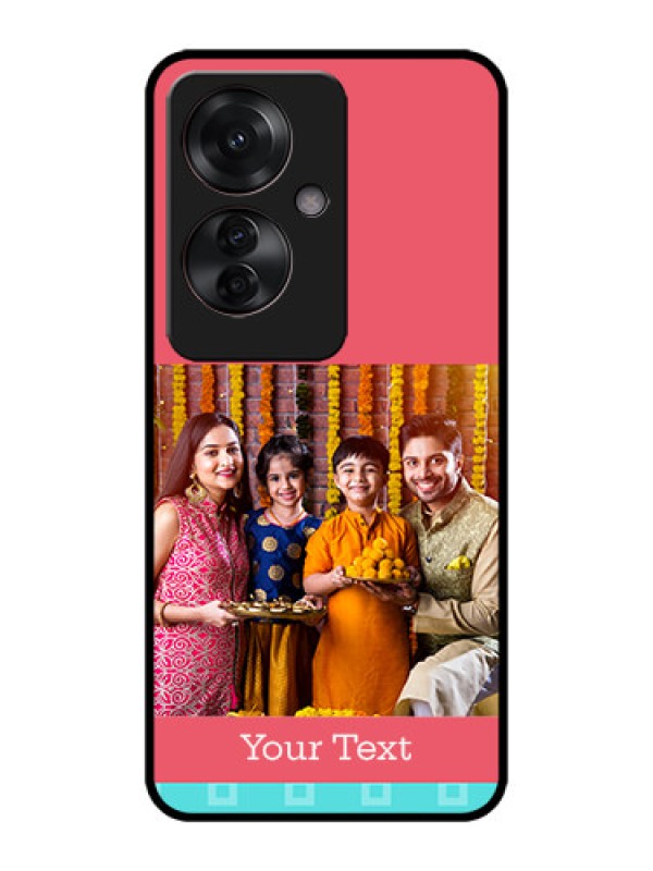 Custom Oppo F25 Pro 5G Custom Metal Phone CasePeach and Blue Color Design