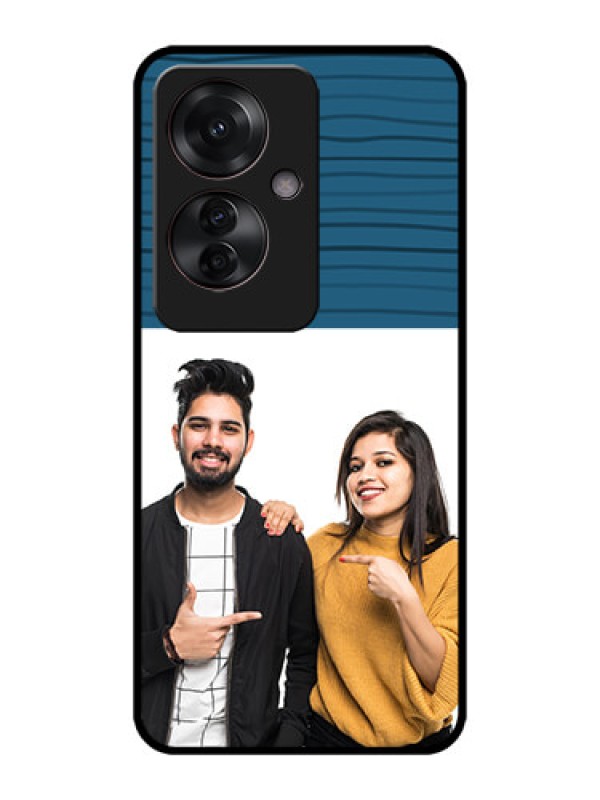 Custom Oppo F25 Pro 5G Custom Metal Phone CaseBlue Pattern Cover Design