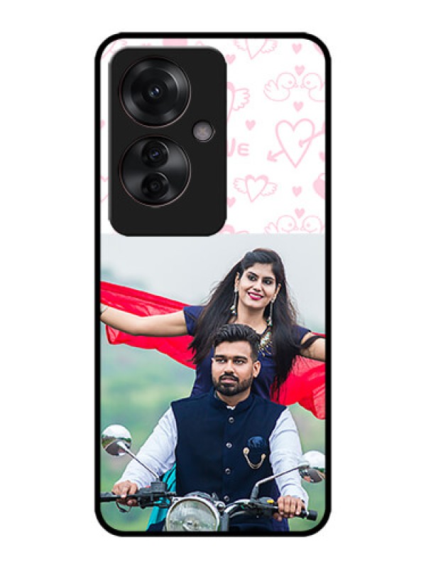 Custom Oppo F25 Pro 5G Custom Metal Phone CasePink Flying Heart Design