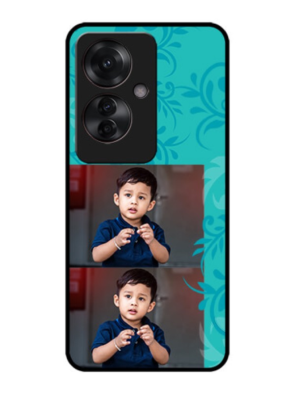 Custom Oppo F25 Pro 5G Custom Metal Phone CaseWith Photo And Green Floral Design