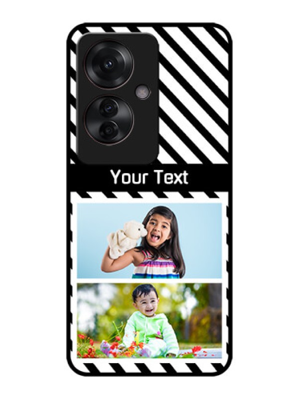 Custom Oppo F25 Pro 5G Custom Metal Phone CaseBlack And White Stripes Design