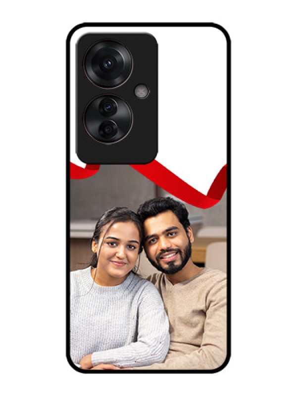 Custom Oppo F25 Pro 5G Custom Metal Phone CaseRed Ribbon Frame Design