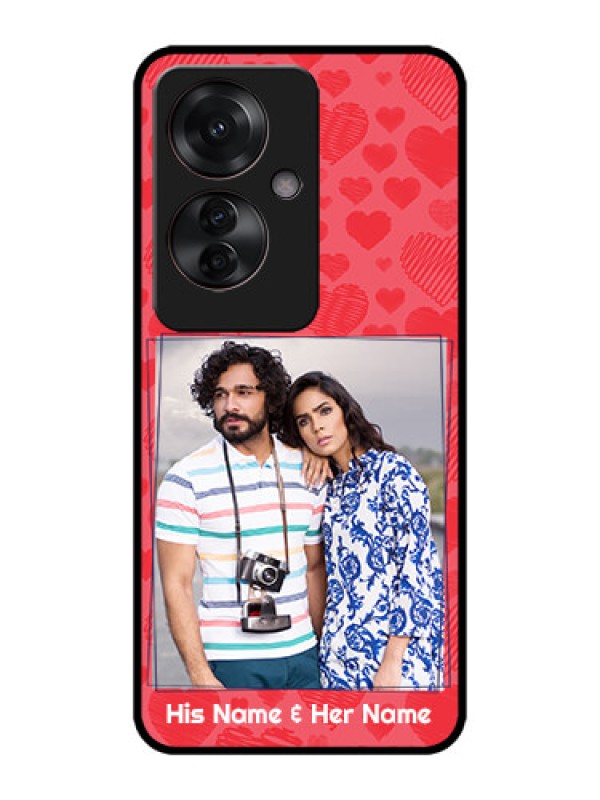 Custom Oppo F25 Pro 5G Custom Metal Phone CaseWith Red Heart Symbols Design