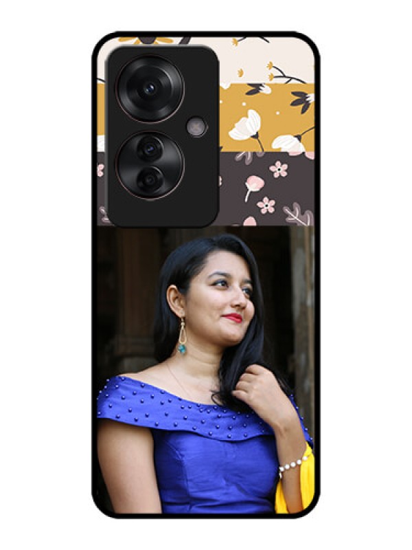 Custom Oppo F25 Pro 5G Custom Metal Phone CaseStylish Floral Design