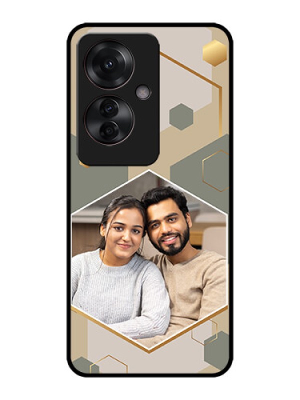 Custom Oppo F25 Pro 5G Custom Metal Phone CaseStylish Hexagon Pattern Design