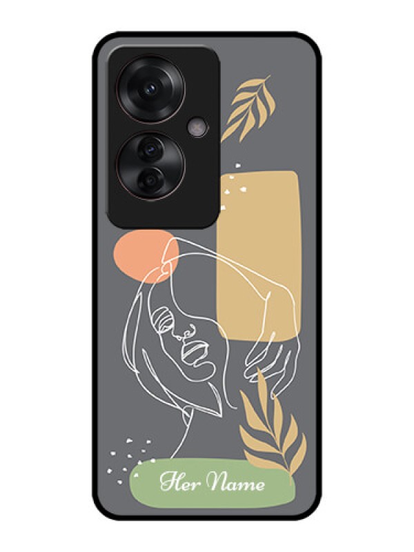 Custom Oppo F25 Pro 5G Custom Metal Phone CaseGazing Woman Line Art Design