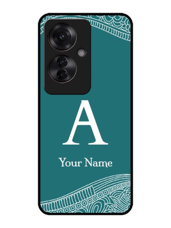 Custom Oppo F25 Pro 5G Custom Metal Phone CaseLine Art Pattern With Custom Name Design