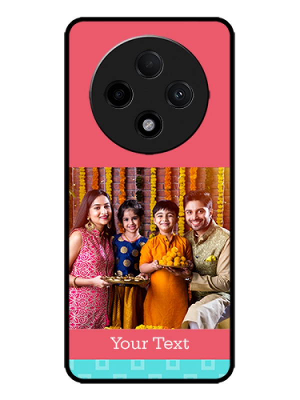 Custom Oppo F27 Pro Plus 5G Custom Metal Phone Case - Peach and Blue Color Design