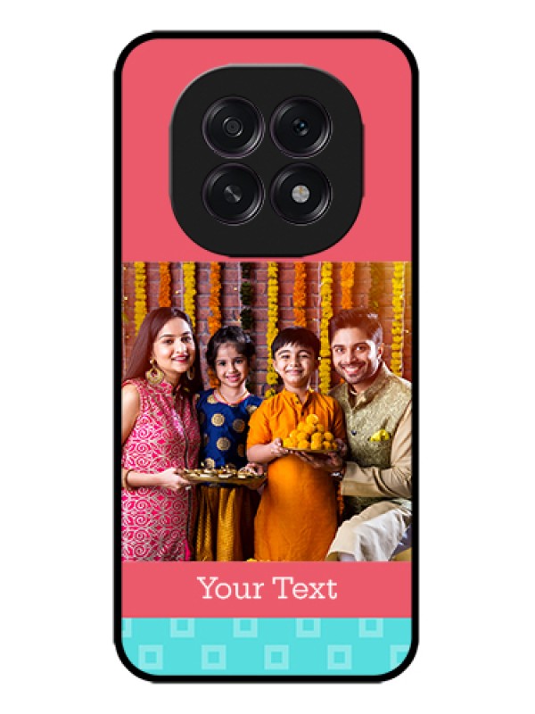 Custom Oppo F29 5G Custom Metal Phone Case - Peach & Blue Color Design