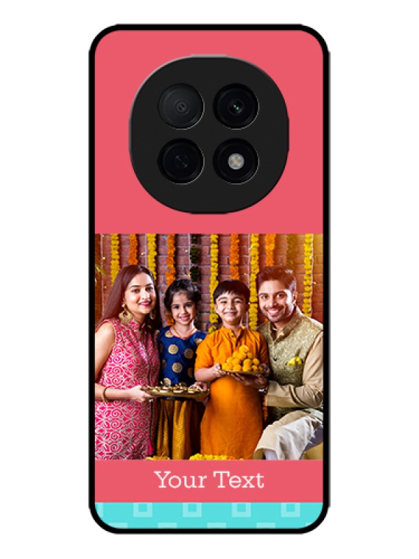 Custom Oppo F29 Pro 5G Custom Metal Phone Case - Peach & Blue Color Design