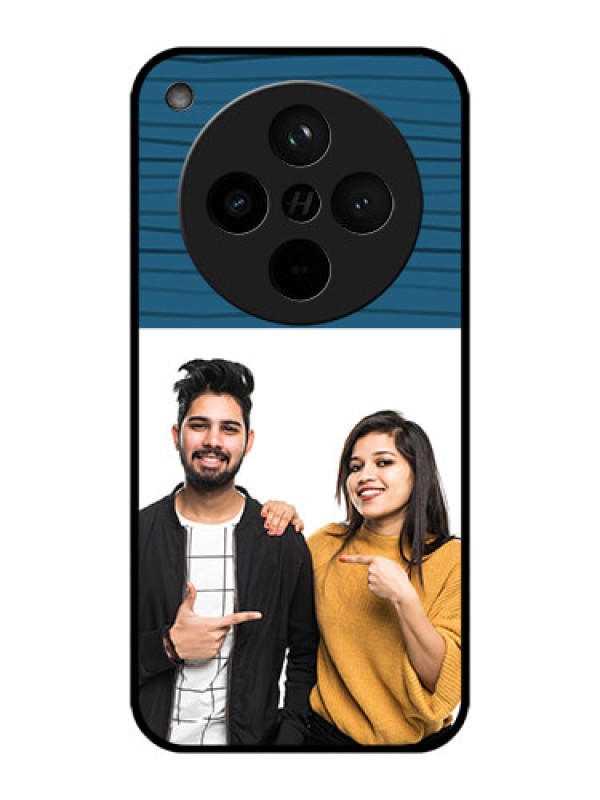 Custom Find X8 5G Custom Metal Phone Case - Blue Pattern Cover Design