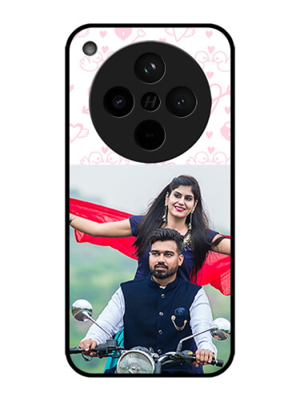 Custom Find X8 5G Custom Metal Phone Case - Pink Flying Heart Design