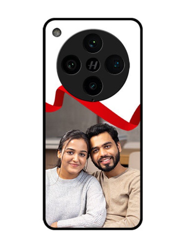 Custom Find X8 Pro 5G Custom Metal Phone Case - Red Ribbon Frame Design