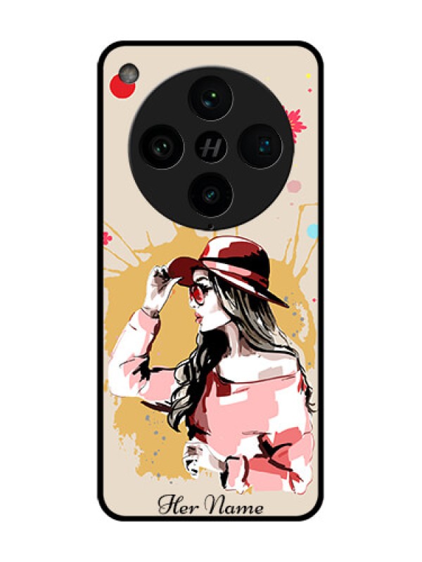 Custom Find X8 Pro 5G Custom Metal Phone Case - Women With Pink Hat Design