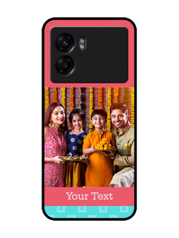 Custom Oppo K10 5G Custom Metal Phone Case - Peach and Blue Color Design