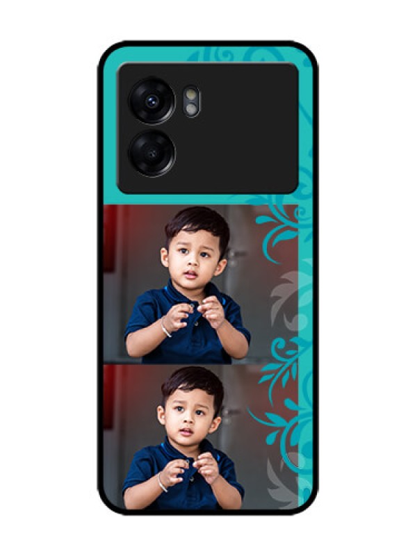 Custom Oppo K10 5G Custom Metal Phone Case - With Photo And Green Floral Design