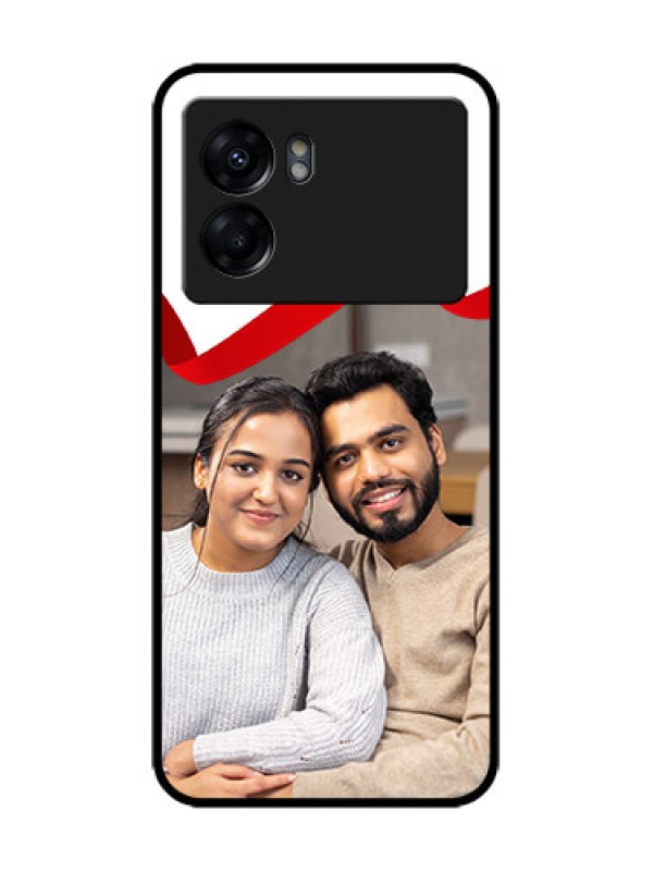 Custom Oppo K10 5G Custom Metal Phone Case - Red Ribbon Frame Design