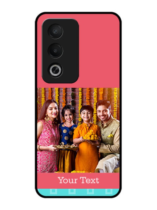 Custom Oppo K12x 5g Custom Metal Phone Case - Peach and Blue Color Design