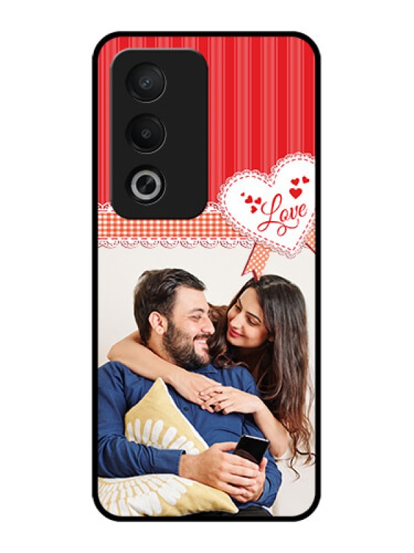 Custom Oppo K12x 5g Custom Metal Phone Case - Red Love Pattern Design