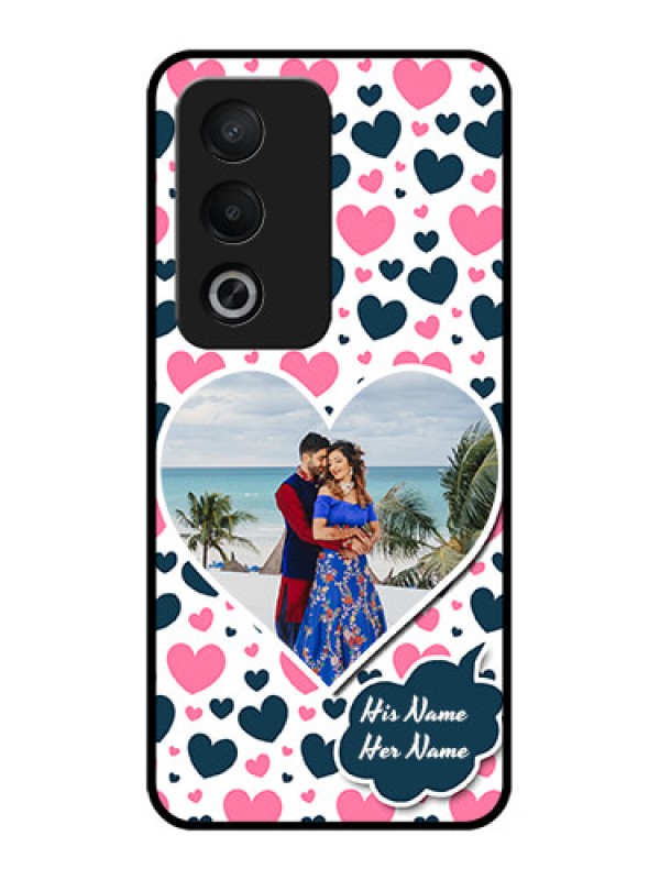 Custom Oppo K12x 5g Custom Metal Phone Case - Pink and Blue Heart Design