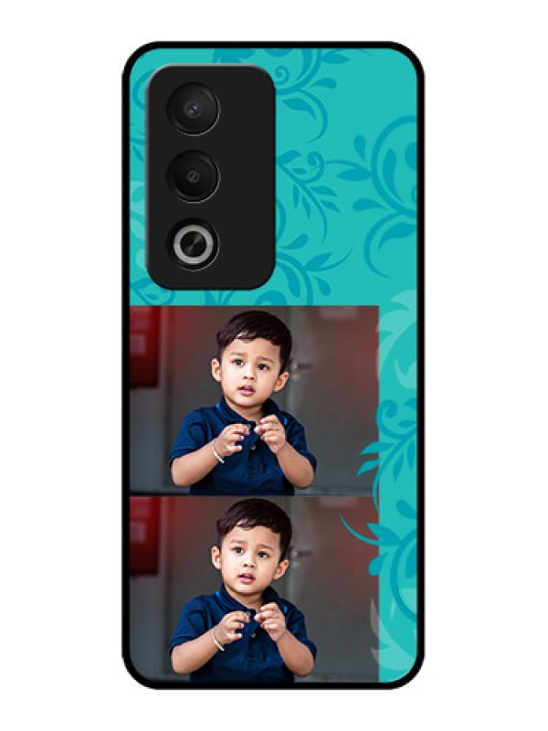 Custom Oppo K12x 5g Custom Metal Phone Case - With Photo And Green Floral Design