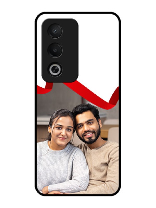 Custom Oppo K12x 5g Custom Metal Phone Case - Red Ribbon Frame Design