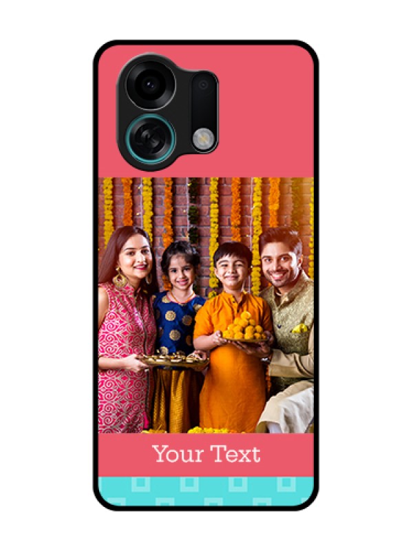 Custom Oppo K13 Turbo 5G Custom Metal Phone Case - Peach & Blue Color Design