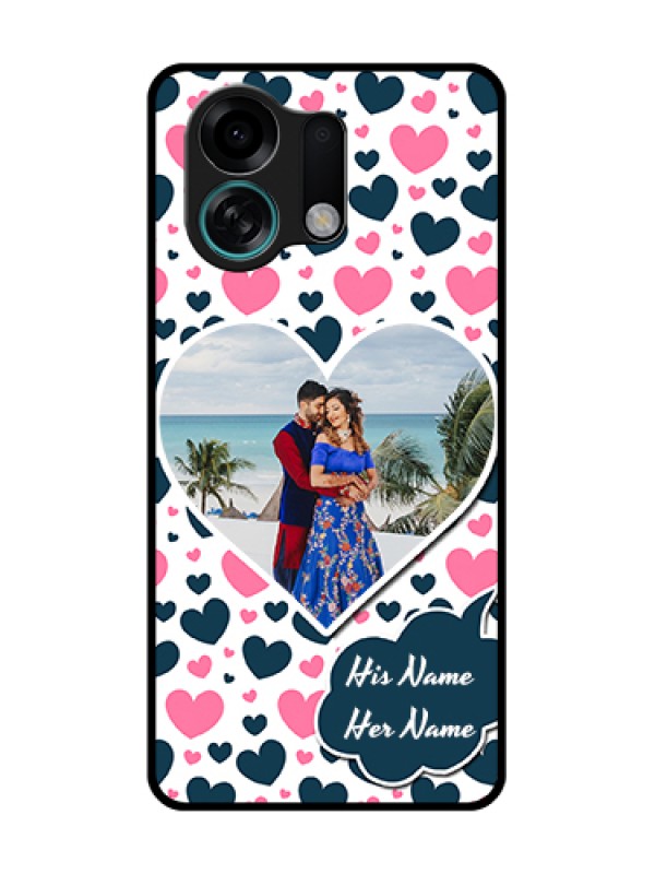 Custom Oppo K13 Turbo Pro 5G Custom Metal Phone Case - Pink & Blue Heart Design