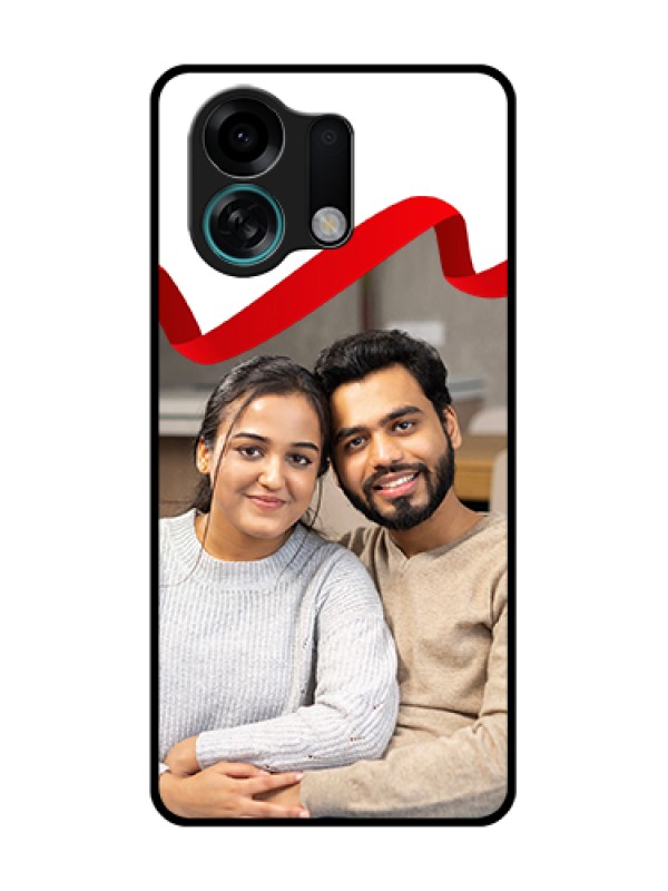 Custom Oppo K13 Turbo Pro 5G Custom Metal Phone Case - Red Ribbon Frame Design